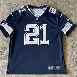 Nike Navy and White Cowboys #21 Football Jersey